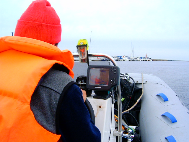 RIB boat with fishfinder